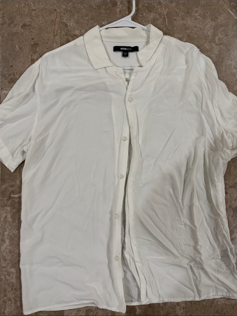 White Short-Sleeve Button-Up Shirt
